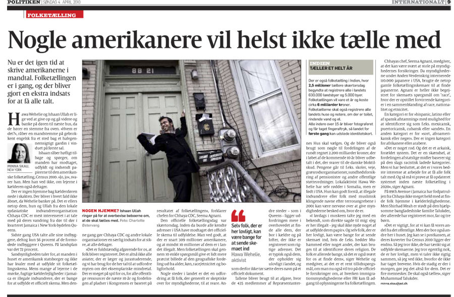 Census2010, USA / Politiken : Singles and Tear Sheets : Charlotte Oestervang Photography